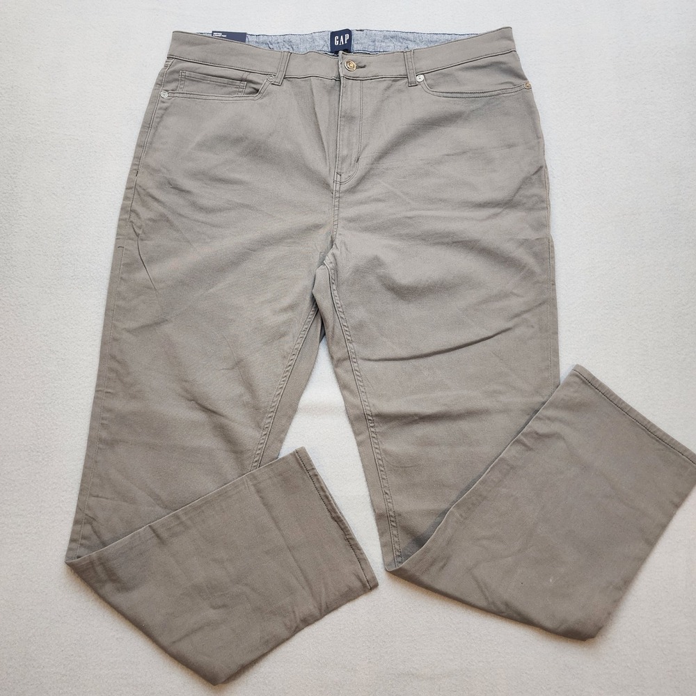 GAP Mens Pants 40x32 Gray Slim Fit Stretch Chino Khaki 5 Pocket Casual NWT